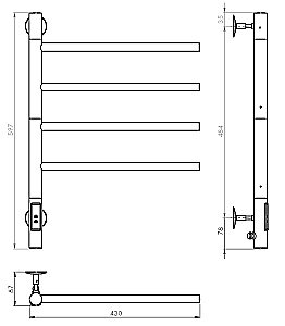 Полотенцесушитель электрический Vincea VTD-1S1CE 43x60 купить в интернет-магазине сантехники Sanbest