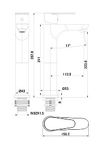 Смеситель для раковины высокий WONZON & WOGHAND ALFA WW-A40232-MB черный матовый купить в интернет-магазине сантехники Sanbest