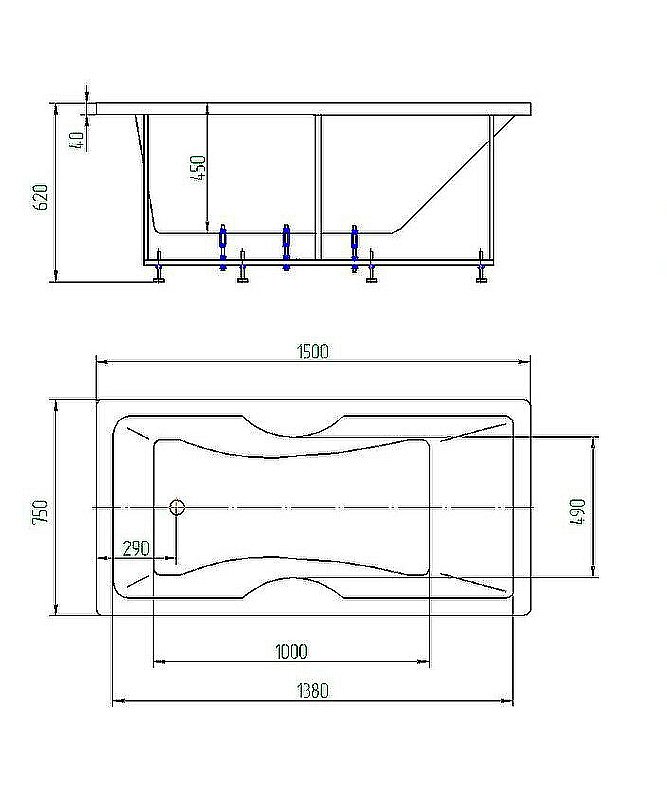 Ванна Aquatek Феникс 150x75 FEN150-0000029 белая купить в интернет-магазине Sanbest