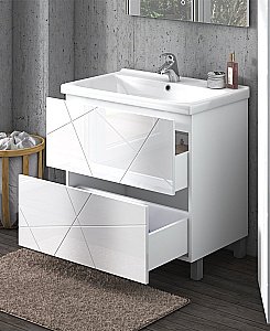 Тумба с раковиной Vigo Geometry 800-0-2 белая для ванной в интернет-магазине Sanbest