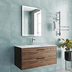 Тумба с раковиной Vincea Chiara 2D 100 VMC-2C2100CO/VCB-13100W тёмный дуб/раковина белая для ванной в интернет-магазине Sanbest