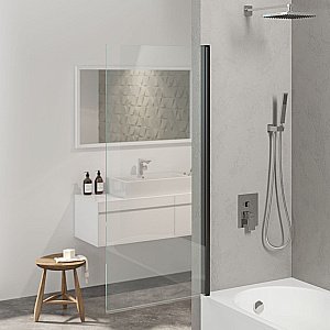 Шторка для ванны Berges RIVER S Black 900 065013 стекло прозрачное купить в интернет-магазине Sanbest