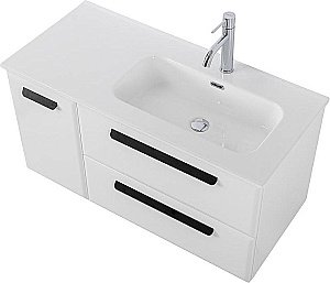 Тумба с раковиной Cezares ECO-CER-N 100 ECO-CER-N-1000-2C-1A-SO-BL белая глянцевая для ванной в интернет-магазине Sanbest