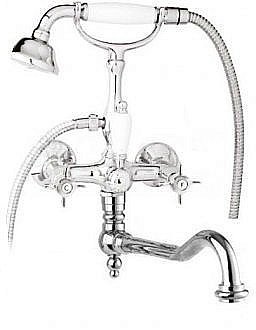 Смеситель для ванны Cezares Lord хром ручки белые купить в интернет-магазине сантехники Sanbest