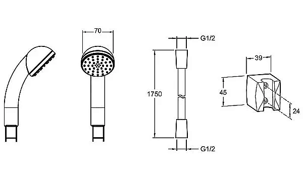Душевой гарнитур Jacob Delafon ECO E14321-CP хром купить в интернет-магазине сантехники Sanbest