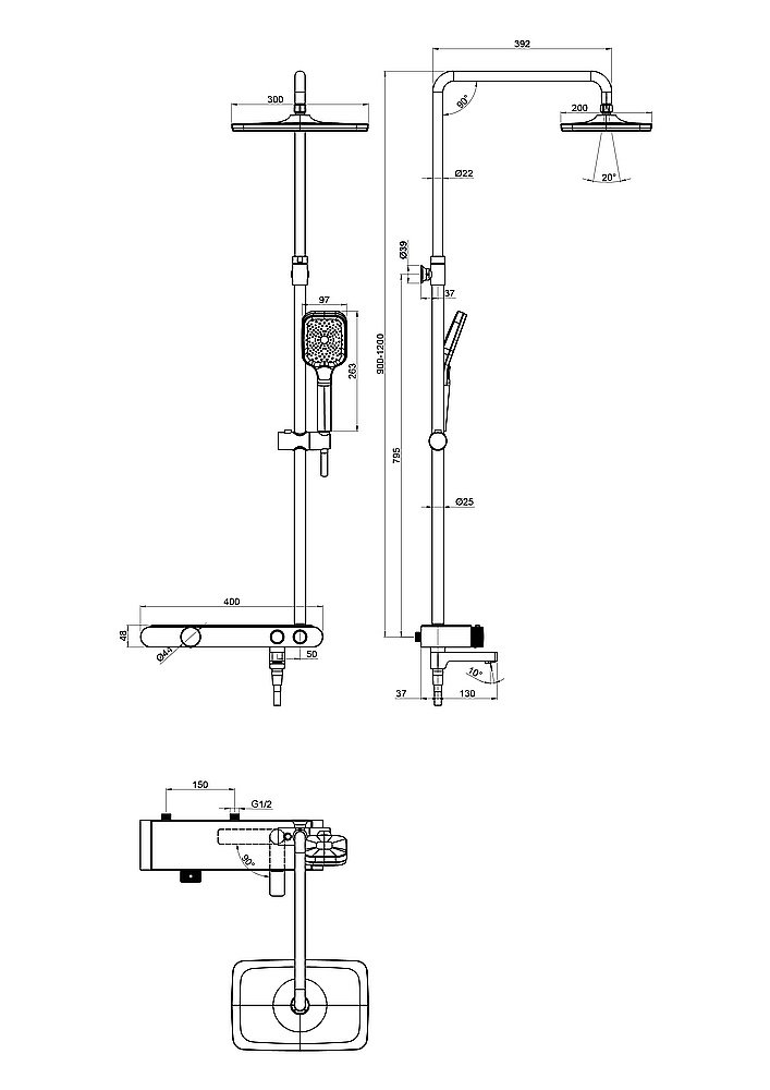Душевая система Cersanit VIVO 64089 хром купить в интернет-магазине сантехники Sanbest