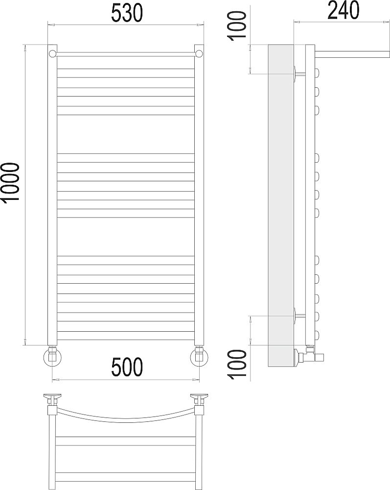 Полотенцесушитель водяной Terminus Енисей П13 500х1000 с полкой купить в интернет-магазине сантехники Sanbest