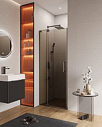 Душевая дверь в нишу Cezares Slider 80х195 SLIDER-B-1-80/90-BR-GM стекло бронза/профиль матовая оружейная сталь купить в интернет-магазине Sanbest