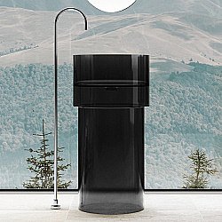 Раковина отдельностоящая прозрачная ABBER Kristall AT2701Onyx черная купить в интернет-магазине Sanbest