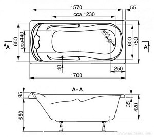 Ванна акриловая Vagnerplast Charitka 170x75 купить в интернет-магазине Sanbest