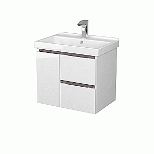 Тумба с раковиной Акватон Рене 60 белая/грецкий орех для ванной в интернет-магазине Sanbest