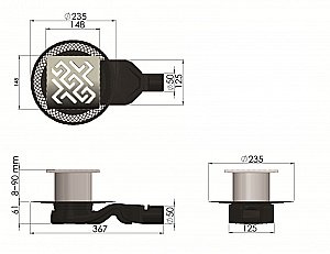 Душевой трап боковой Berges Platz Antik 15х15 090161 матовый хром купить в интернет-магазине Sanbest