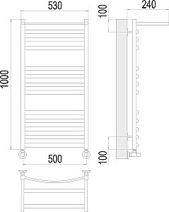 Полотенцесушитель водяной Terminus Енисей П13 500х1000 с полкой купить в интернет-магазине сантехники Sanbest