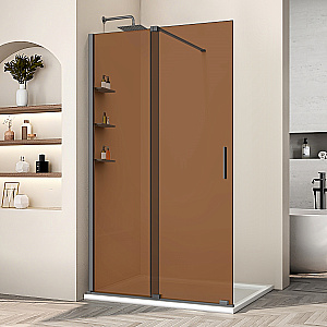 Душевая перегородка Vincea Walk-In VSW-1WSL120GSGM 120 профиль вороненая сталь/стекло янтарь купить в интернет-магазине Sanbest