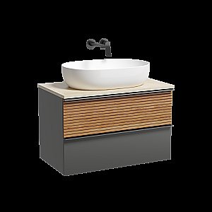 Тумба с раковиной Sancos DELTA 80 со столешницей, дуб красный/графит для ванной в интернет-магазине Sanbest