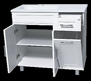 Тумба с раковиной Misty Купер - 90 П-Куп01090-012Бк белая для ванной в интернет-магазине Sanbest