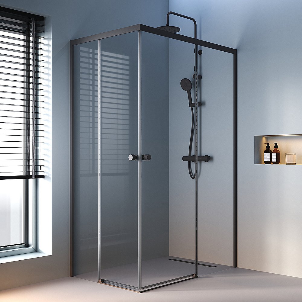 Душевой уголок AM.PM X-Joy Square Slide W94G-403-12080-BТ 120х80 стекло прозрачное/профиль черный матовый купить в интернет-магазине Sanbest