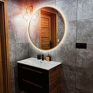 Зеркало ABBER Mond AG6204SCGL-1.0 100x100 золото в ванную от интернет-магазине сантехники Sanbest