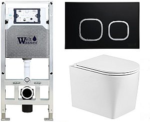 Унитаз с инсталляцией WeltWasser AMBERG 506 ST + NESENBACH 004 GL-WT + AMBERG RD-BL купить в интернет-магазине Sanbest