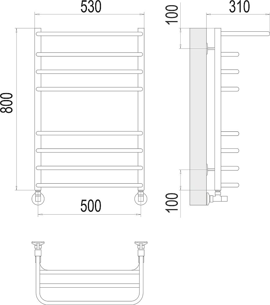 Полотенцесушитель водяной Terminus Арктур П8 500х800 купить в интернет-магазине сантехники Sanbest