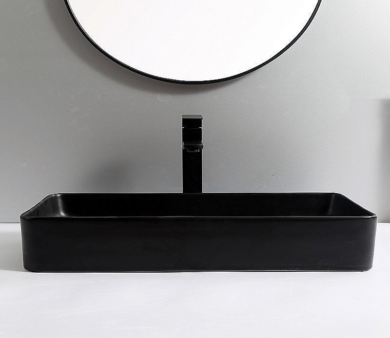 Раковина накладная Ceramalux NC 60,5 9396-1МВ черная матовая купить в интернет-магазине Sanbest