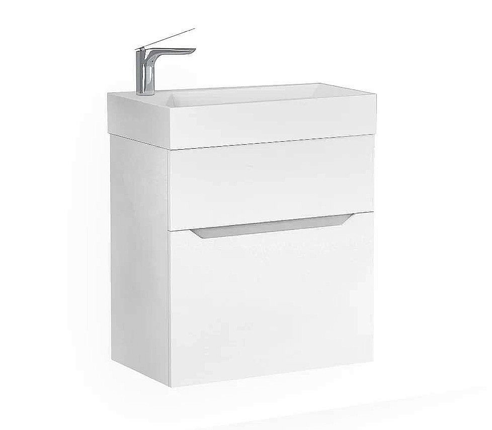 Тумба с раковиной Jorno Folk 55 белая для ванной в интернет-магазине Sanbest