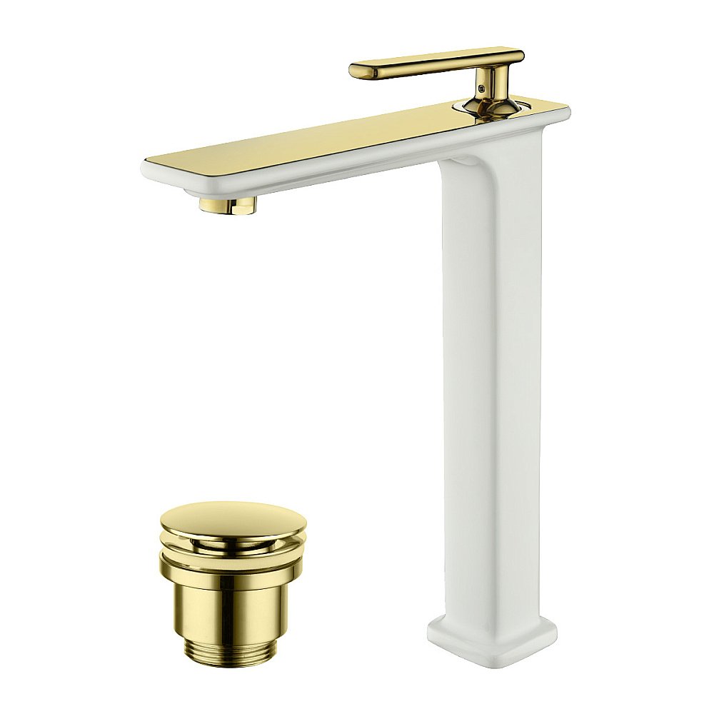 Смеситель для раковины Lemark Mista LM6409WG белый/золото купить в интернет-магазине сантехники Sanbest