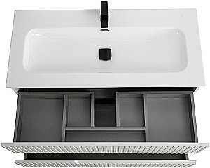 Тумба с раковиной Cezares DUET-N 100 DUET-N-1000-2C-SO-BO белая матовая для ванной в интернет-магазине Sanbest