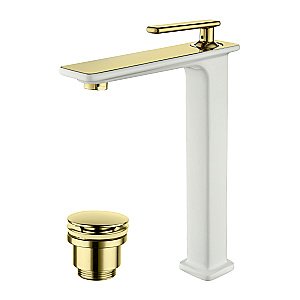 Смеситель для раковины Lemark Mista LM6409WG белый/золото купить в интернет-магазине сантехники Sanbest