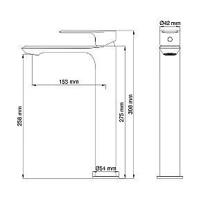 Смеситель для раковины высокий WONZON & WOGHAND BRILLIANT, Черный матовый (WW-88019079-MB) купить в интернет-магазине сантехники Sanbest