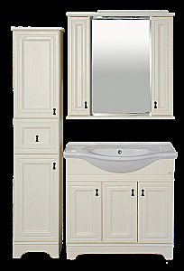 Зеркало с 2-мя шкафчиками Misty Лувр 85 слоновая кость в ванную от интернет-магазине сантехники Sanbest
