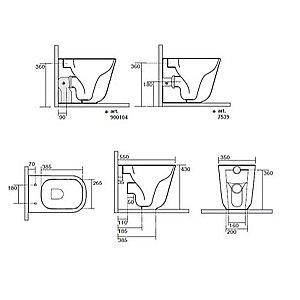 Унитаз приставной Kerasan Tribeca 5118 Чёрный матовый, безободковый купить в интернет-магазине Sanbest