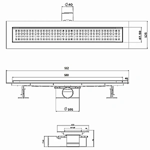 Душевой трап ESBANO ECO E-TILE-50MB 50 матовый черный купить в интернет-магазине Sanbest