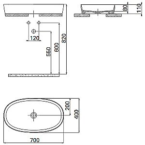 Раковина Creavit Loop 70 LP170-00CB00E-0000 белая купить в интернет-магазине Sanbest