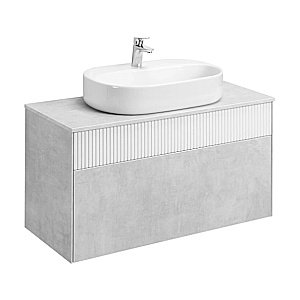 Тумба с раковиной Акватон Марбл 100/Одри Round 62 слейт/белая матовая для ванной в интернет-магазине Sanbest