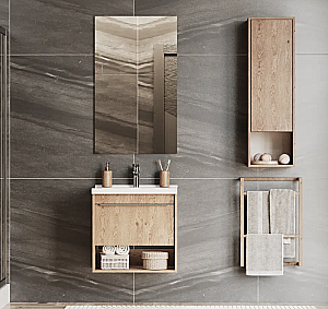 Тумба с раковиной Акватон Хоуп 60 1 ящик, Орех для ванной в интернет-магазине Sanbest