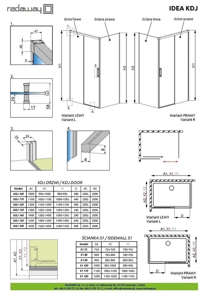 Душевой уголок Radaway Idea KDJ 130x110 купить в интернет-магазине Sanbest