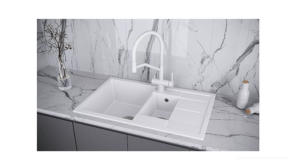 Смеситель для кухни Paulmark Rubert Ru213175-WH белый матовый купить в интернет-магазине сантехники Sanbest