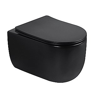 Унитаз подвесной Abber Bequem AC1104TMB черный матовый, безободковый, с крышкой микролифт, слив торнадо купить в интернет-магазине Sanbest