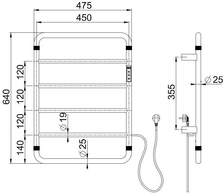 Полотенцесушитель электрический Allen Brau Priority 7.31000-31 черный матовый купить в интернет-магазине сантехники Sanbest