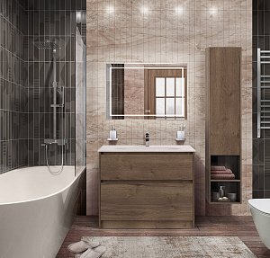 Тумба с раковиной BelBagno Kraft 1000 Rovere Tabacco для ванной в интернет-магазине Sanbest