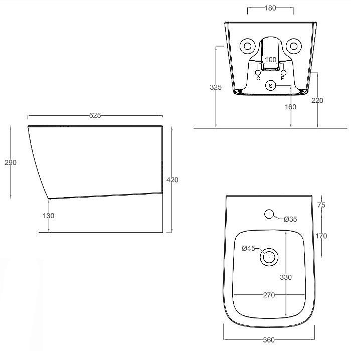 Биде подвесное Artceram A16 Blu Avio купить в интернет-магазине Sanbest