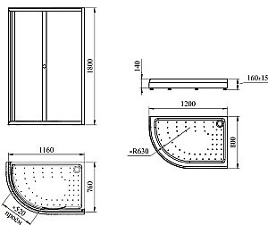 Душевой уголок Радомир Соул 3 120х80 стекло прозрачное/профиль белый купить в интернет-магазине Sanbest