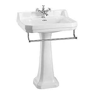 Раковина на пьедестале Burlington Edwardian 62 B5 1TH-P1-T3 CHR с полотенцедержателем белая купить в интернет-магазине Sanbest