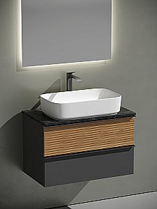 Тумба с раковиной Sancos DELTA 80 со столешницей, дуб красный/графит для ванной в интернет-магазине Sanbest