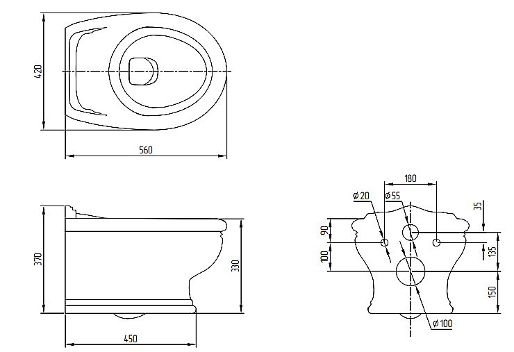 Унитаз подвесной Migliore Milady ML.MLD-25.740.BI белый купить в интернет-магазине Sanbest