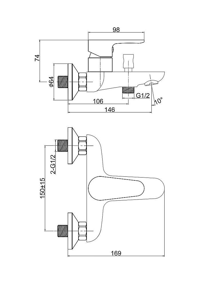 Смеситель для ванны Cersanit CERSANIA 63031 купить в интернет-магазине сантехники Sanbest