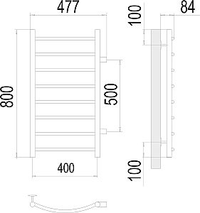 Полотенцесушитель водяной Terminus Классик П8 400х800 с боковым подключением 500 купить в интернет-магазине сантехники Sanbest