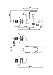 Смеситель для ванны Cersanit CERSANIA 63031 купить в интернет-магазине сантехники Sanbest