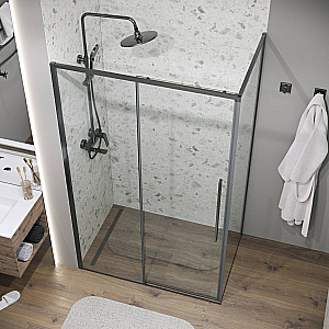 Душевой уголок Grossman Galaxy 140х100 120.K33.01.1410.42.00 стекло прозрачное/профиль графит сатин купить в интернет-магазине Sanbest